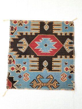 Antique Hand-Woven Kilim Fragment 11"x11.5" Patch Boho Wall Art